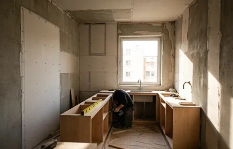 HDB Kitchen Carpenter Singapore: wood veneer look